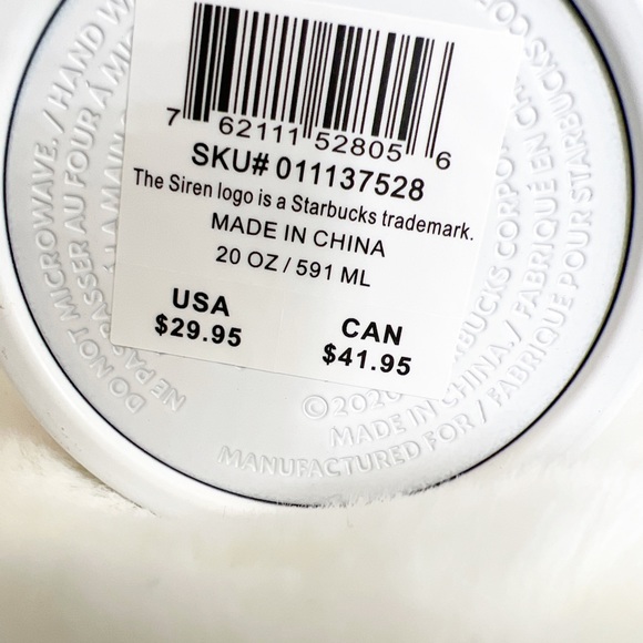 NWT Starbucks 2022 Holiday White & Gold Speckled SS Bottle Venti Tumbler 20oz - Picture 5 of 7